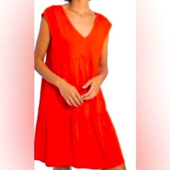 Social Standard By Sanctuary Tiered Shift Dress L Ruffle Hem Cap SS Resort - Picture 1 of 6
